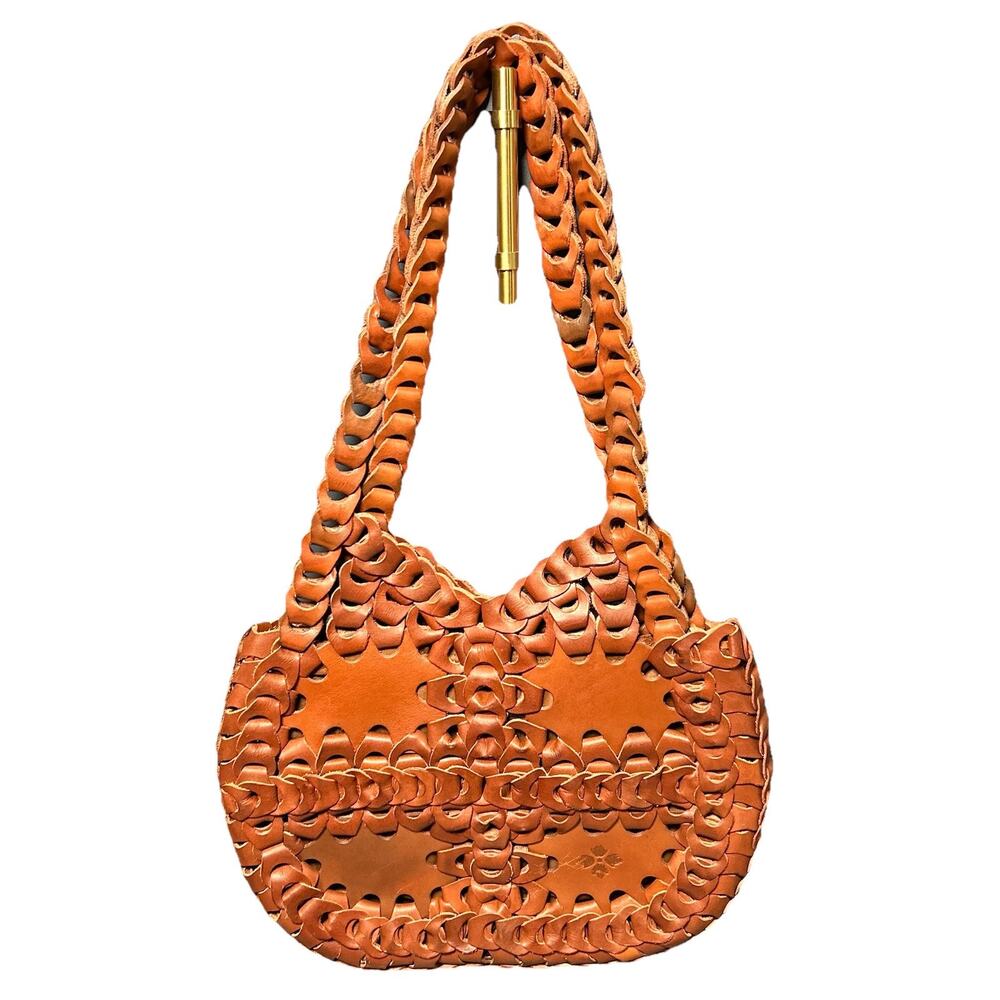Patricia Nash Giraldi Tan Italian Leather Chain Shoulder Bag Purse
